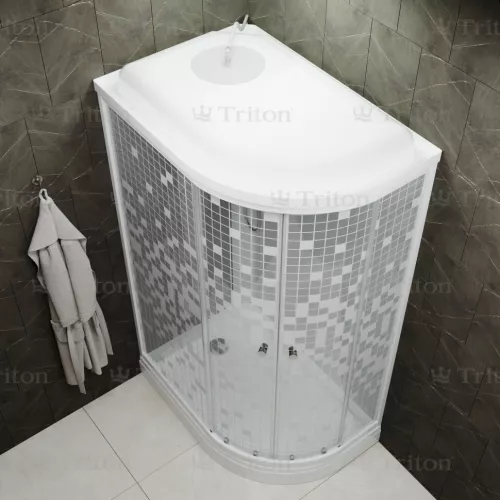 Душевая кабина Triton КОРАЛЛ А 120х80 левая/правая низкий поддон, Цвет стекла: с рисунком, Цвет профиля: Белый, Тип поддона: Низкий, Выбрать размер: 120х80, Наличие крыши: есть, Ориентация: левая, изображение 2