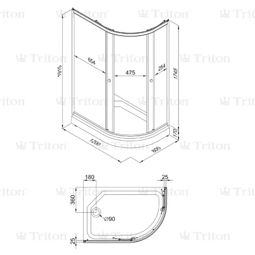 Душевое ограждение  Triton КОРАЛЛ  R/L 120х80 ( А- низкий поддон), Цвет профиля: Белый, Тип поддона: Низкий, Ориентация: левая, изображение 6
