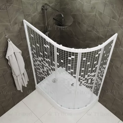 Душевое ограждение  Triton КОРАЛЛ  R/L 120х80 ( А- низкий поддон), Цвет профиля: Белый, Тип поддона: Низкий, Ориентация: левая, изображение 2