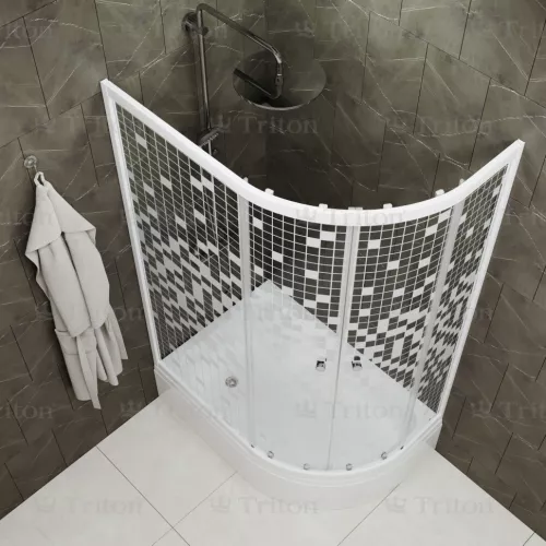 Душевое ограждение  Triton КОРАЛЛ  R/L  120х80 ( В- средний поддон), Цвет профиля: Белый, Тип поддона: Средний, Ориентация: левая, изображение 2