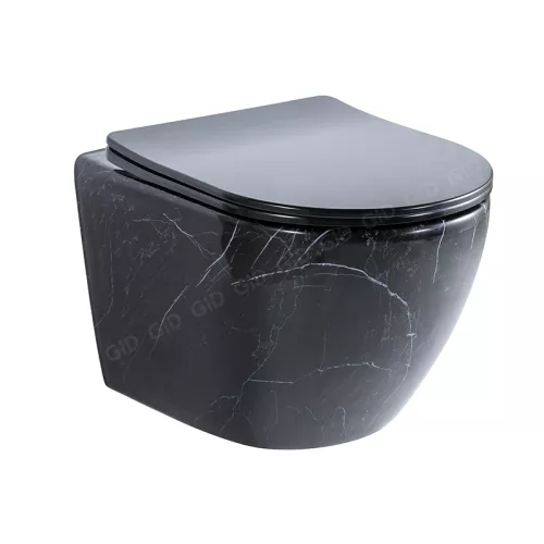 Безободковый подвесной унитаз микролифт дюропласт Gid Bs2198, изображение 11