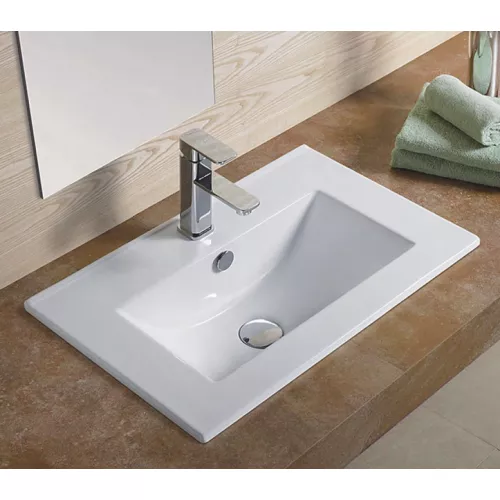 Встраиваемая сверху белая раковина для ванной Gid NYJ803-70, Выбрать размер: 70