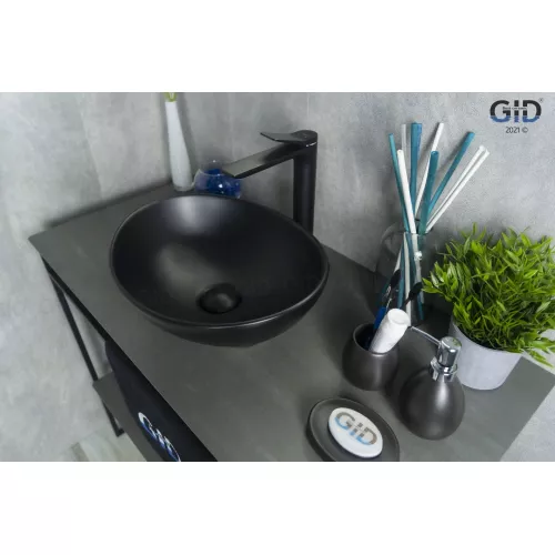 Накладная черная матовая раковина для ванной Gid Nc901, изображение 2