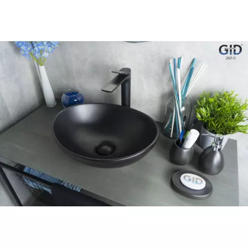 Накладная черная матовая раковина для ванной Gid Nc901