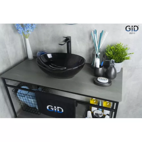 Накладная черная глянцевая раковина для ванной Gid Nc920, изображение 2