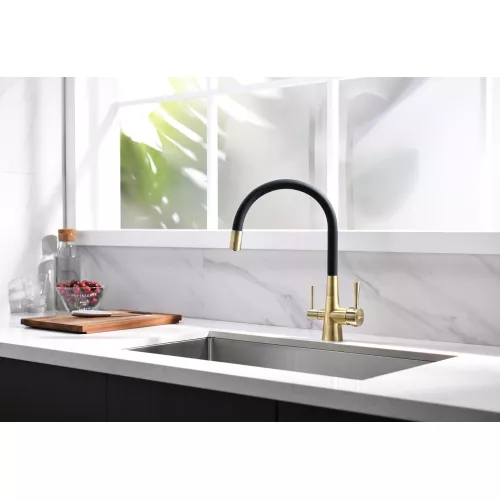 Смеситель для кухни с подключением к фильтру с питьевой водой Lemark Comfort LM3075B, Выбрать цвет: Бронза, изображение 3