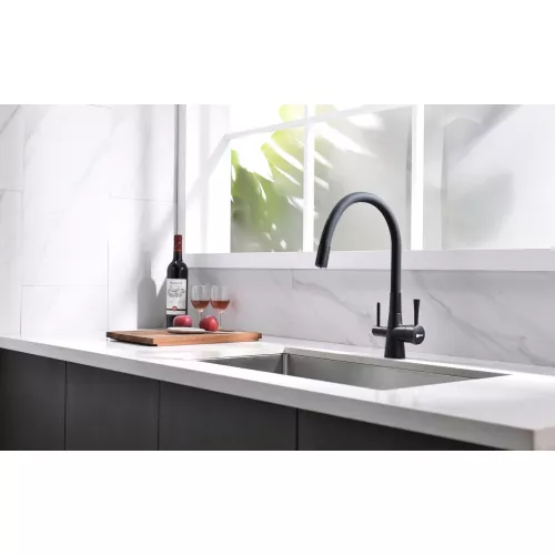 Смеситель для кухни с подключением к фильтру с питьевой водой Lemark Comfort LM3075BL, Выбрать цвет: Черный, изображение 5