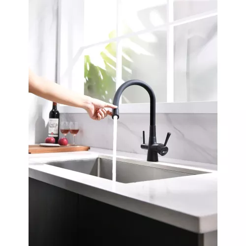 Смеситель для кухни с подключением к фильтру с питьевой водой Lemark Comfort LM3075BL, Выбрать цвет: Черный, изображение 4