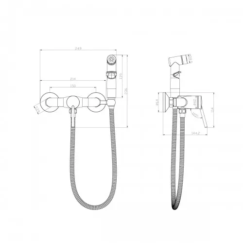 Смеситель Lemark Minima LM3818C с гигиеническим душем, изображение 2