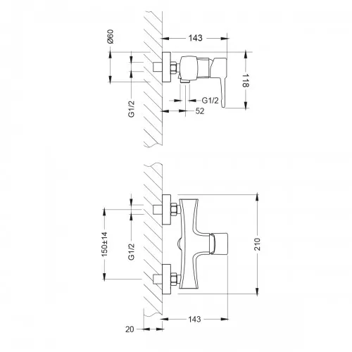 Смеситель Lemark Evitta LM0503C для душа, изображение 2