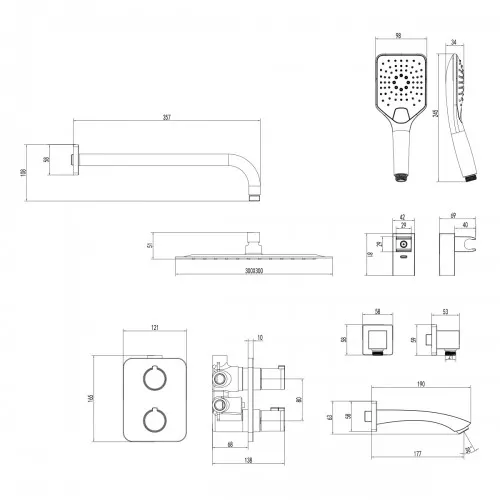 Смеситель Lemark Yeti LM7842C термостатический для ванны и душа, встраиваемый, изображение 2