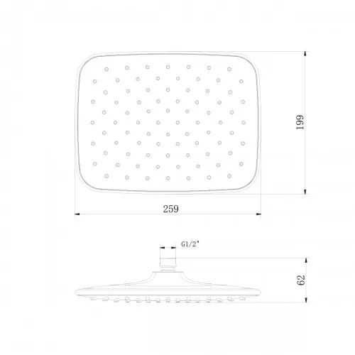 Лейка душевая Lemark  верхняя прямоугольная 259х199 мм хром, изображение 2