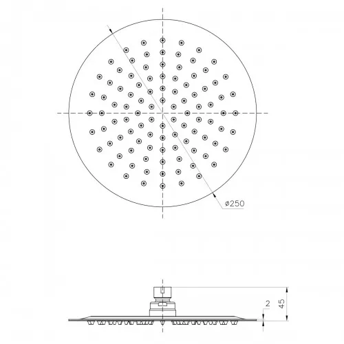Лейка душевая Lemark  верхняя круглая d 250мм нерж. сталь, изображение 2