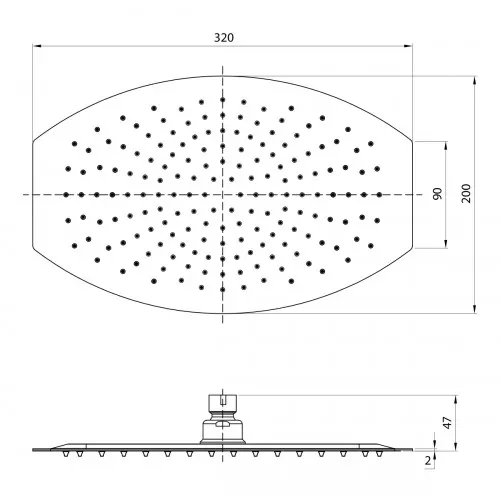 Лейка душевая Lemark  верхняя овальная 320х200мм нерж. сталь, изображение 2