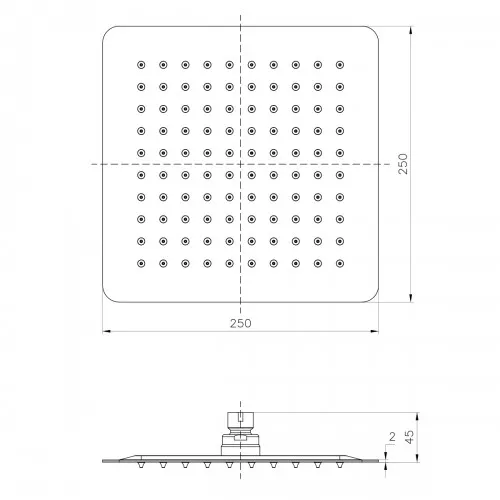 Лейка душевая Lemark  верхняя квадратная 250х250мм нерж. сталь, изображение 2