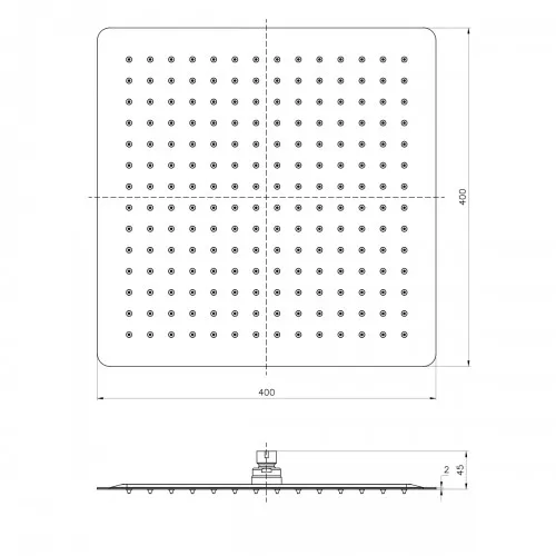 Лейка душевая Lemark  верхняя квадратная 400х400мм нерж. сталь, изображение 2