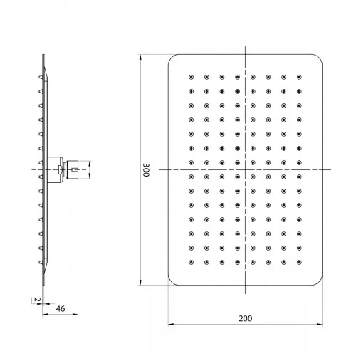 Лейка душевая Lemark  верхняя прямоугольная 300х200мм нерж. сталь, изображение 2