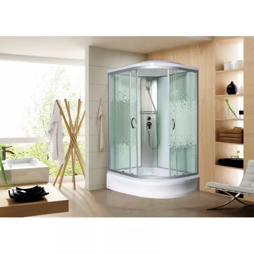 Душевая кабина МОНОМАХ С/К, Б/К,  С МЗ  L/R асимметричная  средний поддон, Цвет профиля: Хром, Тип поддона: Средний, Выбрать размер: 120х80, Наличие крыши: есть, Ориентация: левая, изображение 2