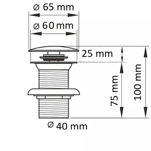 Донный клапан для раковины CeramaLux RD002 без перелива, изображение 2