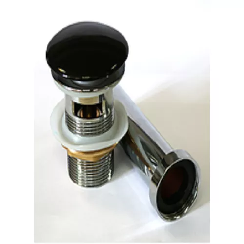 Санфаянс: Донный клапан для раковины CeramaLux RD019 чёрный с преливом  1 в магазине Акватория