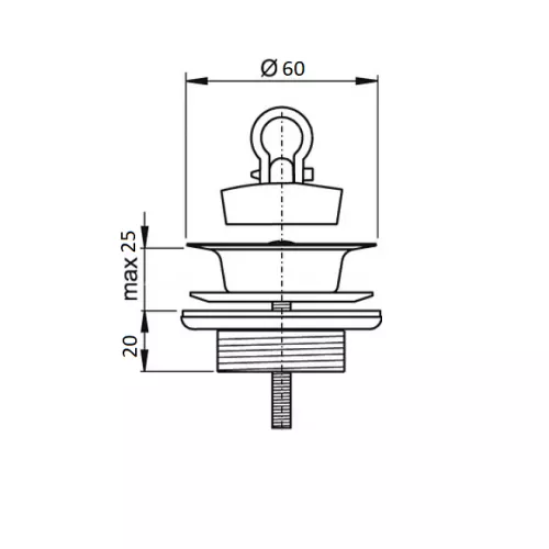 Решетка для верхнего сифона CeramaLux в комплекте с пробкой, изображение 3