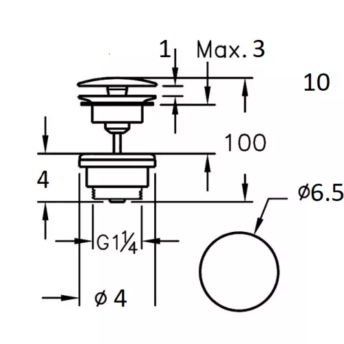 Донный клапан для раковины CeramaLux универсальный, хром, изображение 2