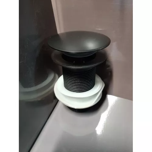 Донный клапан для раковины CeramaLux BB006 металл. черный матовый без перелива, изображение 2