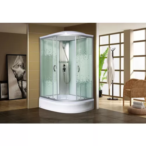 Душевая кабина МОНОМАХ С/К, Б/К,  С МЗ  L/R асимметричная  средний поддон, Цвет профиля: Хром, Тип поддона: Средний, Выбрать размер: 120х80, Наличие крыши: есть, Ориентация: левая