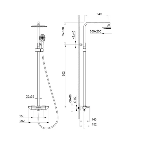 Душевая система Timo Helmi SX-1170, Выбрать цвет: Черный, изображение 2
