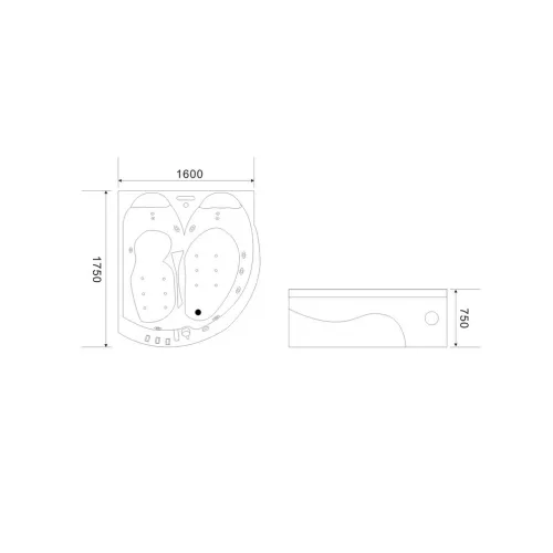 Ванна акриловая гидромассажная Black&White GB 5005 175*160, изображение 8