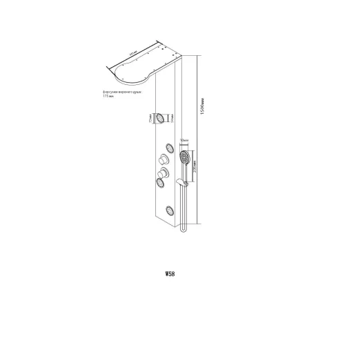 Душевая панель Black&White Stellar Wind W58 с гидромассажем, изображение 2