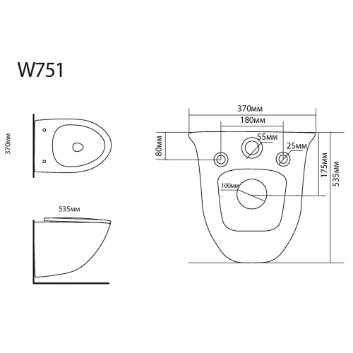 Унитаз керамический Black&White W751, изображение 9