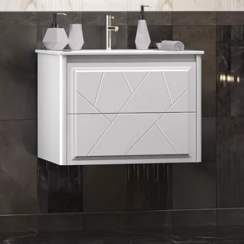 Тумба с раковиной  OPADIRIS Луиджи белый, Выбрать цвет: Белый, Выбрать размер: 70, изображение 2