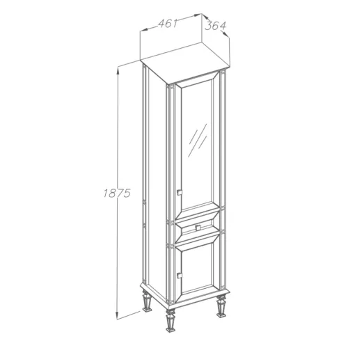 Пенал напольный левый/правый Opadiris Кантара 46 Слоновая кость, Выбрать цвет: Слоновая кость, Ориентация: левая, изображение 5