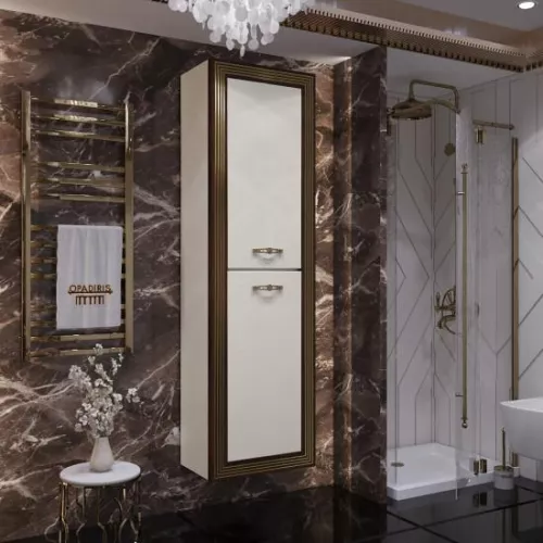 Мебель для ванной: Пенал OPADIRIS Карат Белый глянцевый с золотой патиной 1 в магазине Акватория