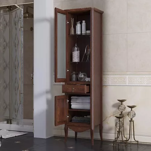 Пенал напольный одностворчатый OPADIRIS Лоренцо левый/правый, светлый орех, Выбрать цвет: Светлый орех, Ориентация: Левая, изображение 3