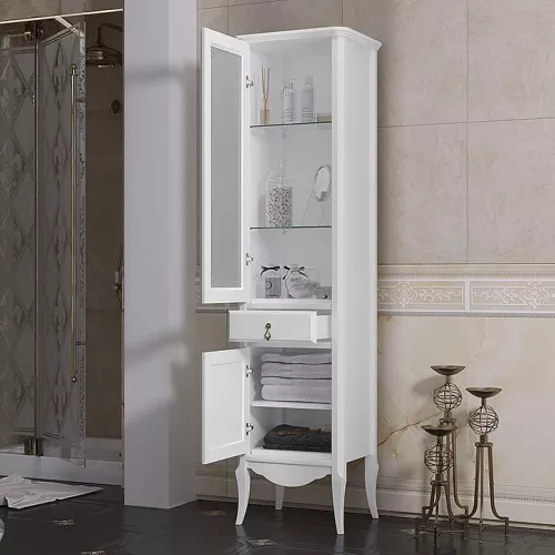 Пенал напольный одностворчатый OPADIRIS Лоренцо левый/правый , белый, Выбрать цвет: Белый, Ориентация: Левая, изображение 3