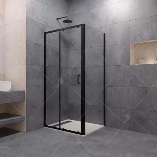 Душевой уголок RGW PA-74B (PA-14B + Z-050-2B), Цвет стекла: прозрачное, Цвет профиля: Черный, Выбрать размер: 1100x700, изображение 2