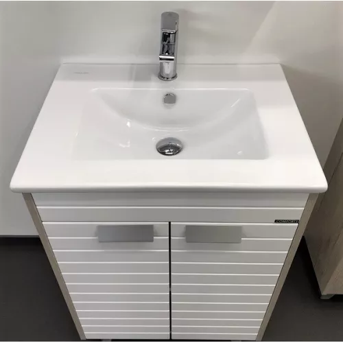 COMFORTY. Тумба-умывальник "Клеон-60Н/75Н/90Н" напольная  белый/дуб дымчатый с раковиной, Выбрать размер: 60, Выбрать цвет: Дуб дымчатый, Комплектация: раковина Quadro 60, изображение 8