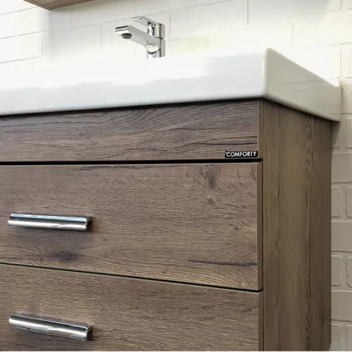 Тумба-умывальник Comforty  Никосия, Выбрать размер: 80, Тип: Тумба подвесная, Выбрать цвет: дуб темный , Комплектация: раковина Fest 80, изображение 2