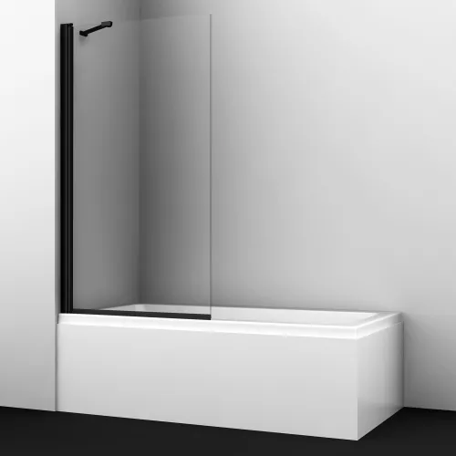 Душевые ограждения: Berkel 48P01-80 BLACK Fixed Стеклянная шторка на ванну 1 в магазине Акватория