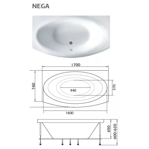 Ванна 1Marka  NEGA 170x95, изображение 9