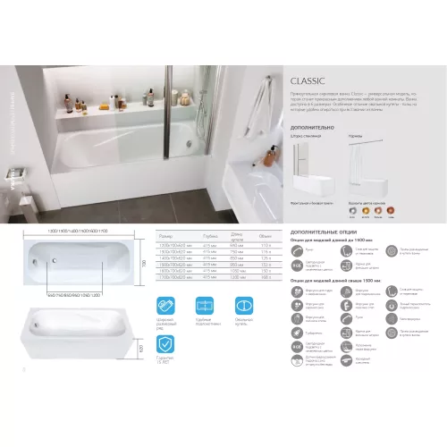 Ванна 1Marka CLASSIC, Выбрать размер: 120*70, изображение 5