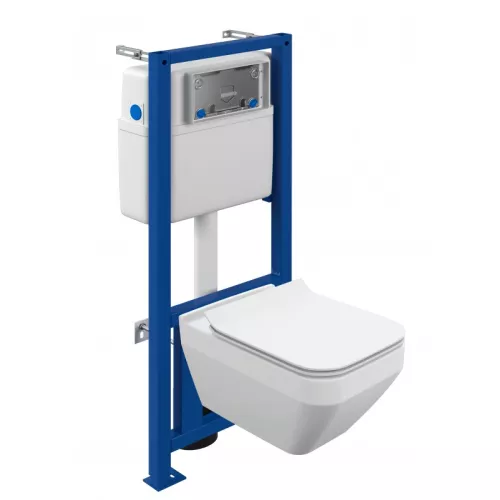 Комплект унитаза с инсталляцией Cersanit Crea Square CO DPL EO slim 63997 с сиденьем Микролифт