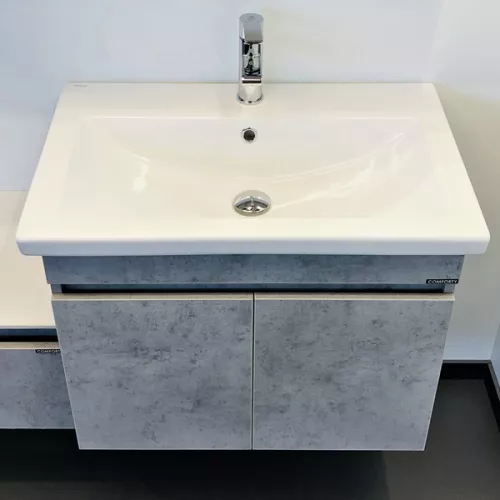 COMFORTY. Тумба-умывальник "Осло-70ПД" бетон светлый с раковиной COMO 70, изображение 4