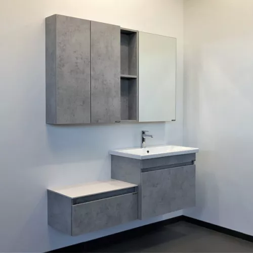 COMFORTY. Тумба-умывальник "Осло-70ПД" бетон светлый с раковиной COMO 70, изображение 2