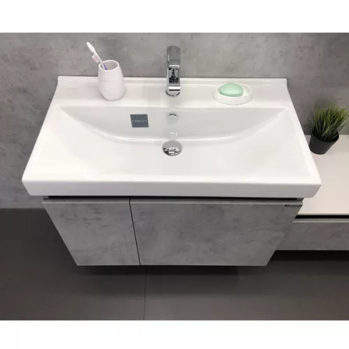 COMFORTY. Тумба-умывальник "Осло-80" бетон светлый с раковиной Fest 80, изображение 5