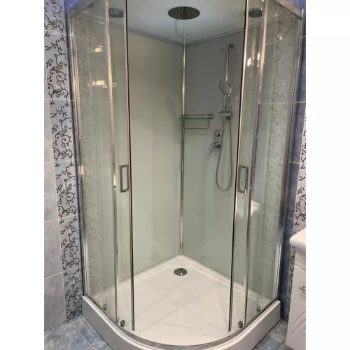 Душевая кабина Frank F410 Brilliant низкий поддон, Цвет стекла: прозрачное, Цвет профиля: Хром, Тип поддона: Низкий, Выбрать размер: 110х110, Внешний вид: с крышей, изображение 3