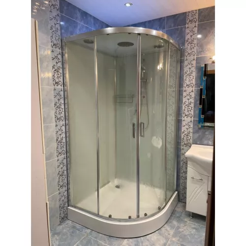 Душевая кабина Frank F420 Brilliant  120х120 низкий поддон/прозрачное, Цвет стекла: прозрачное, Цвет профиля: Хром, Тип поддона: Низкий, Выбрать размер: 120x120, Внешний вид: с крышей, изображение 2