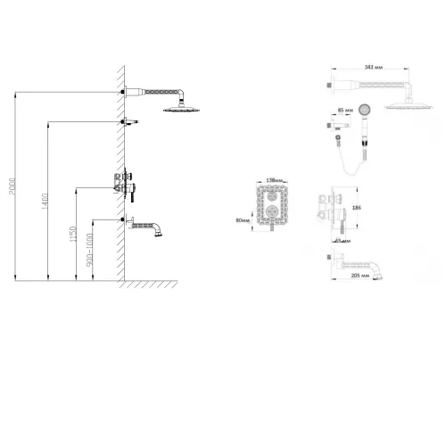 Bronze De Luxe Windsor Комплект для душа встраиваемый, изображение 4